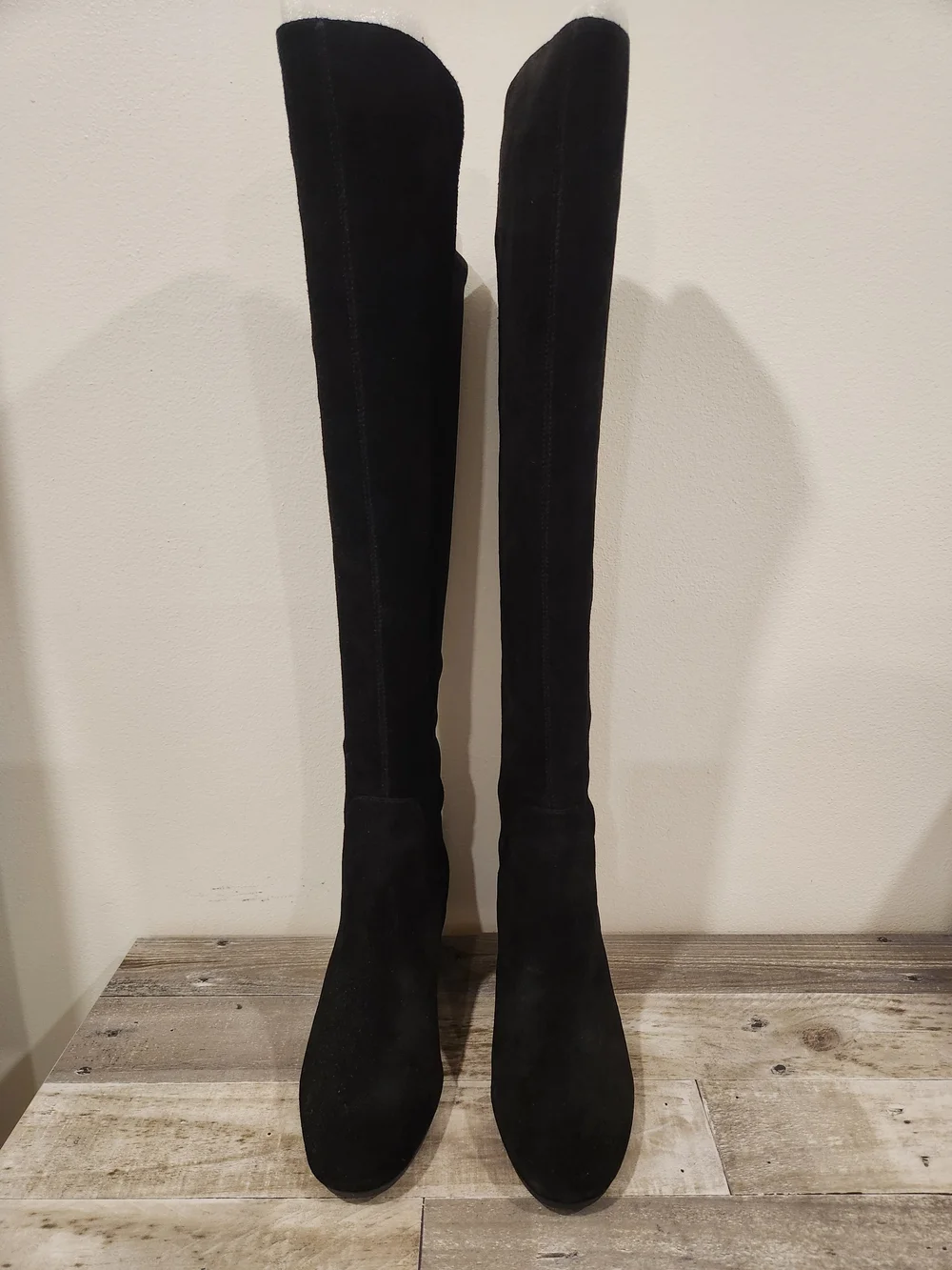 Nine West Women's Black Suede Knee-High Wedge Boots